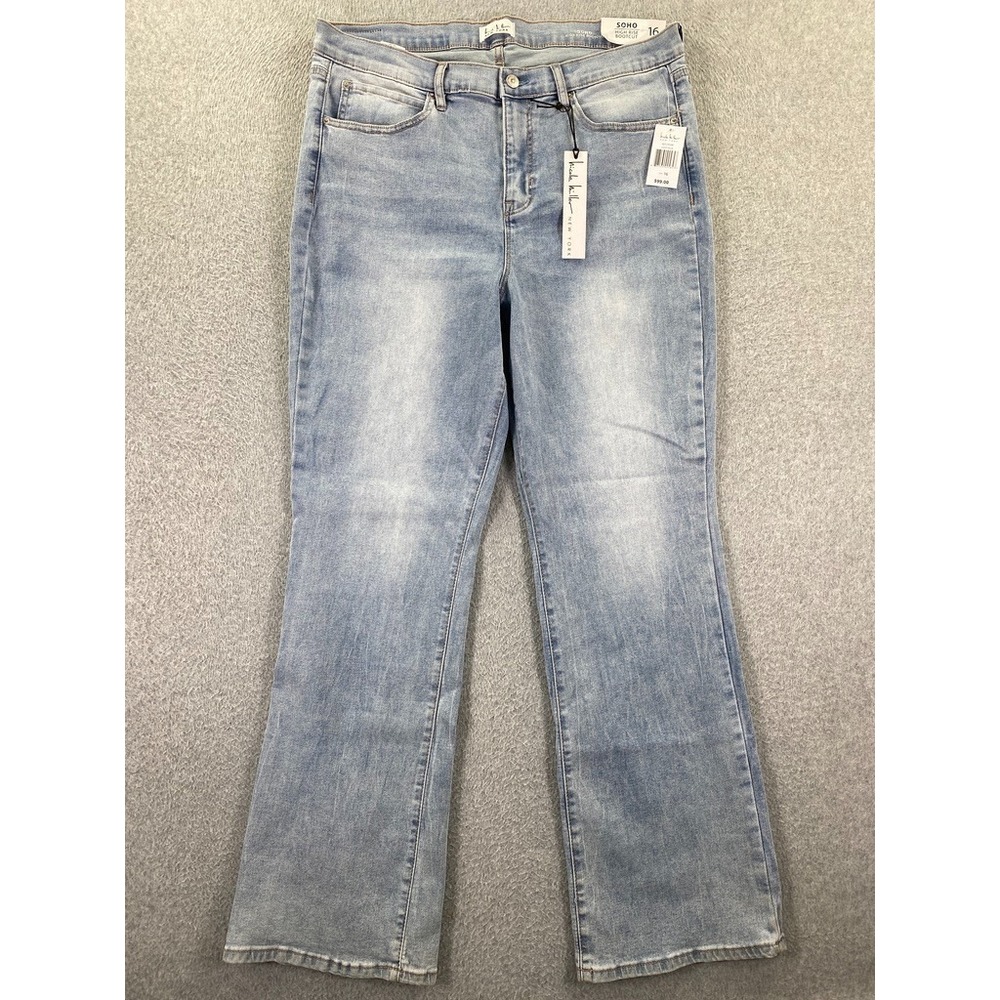 Nicole Miller Soho High Rise Bootcut Jeans Women's Size 16 Light Blue Stretch
